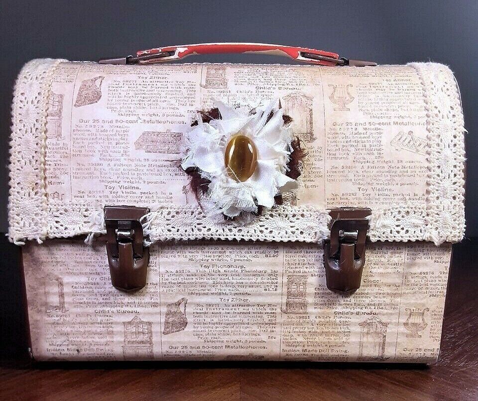 Vintage Bohemian Metal Lunch Box / Purse - Shabby Chic / Hippie - One of a Kind