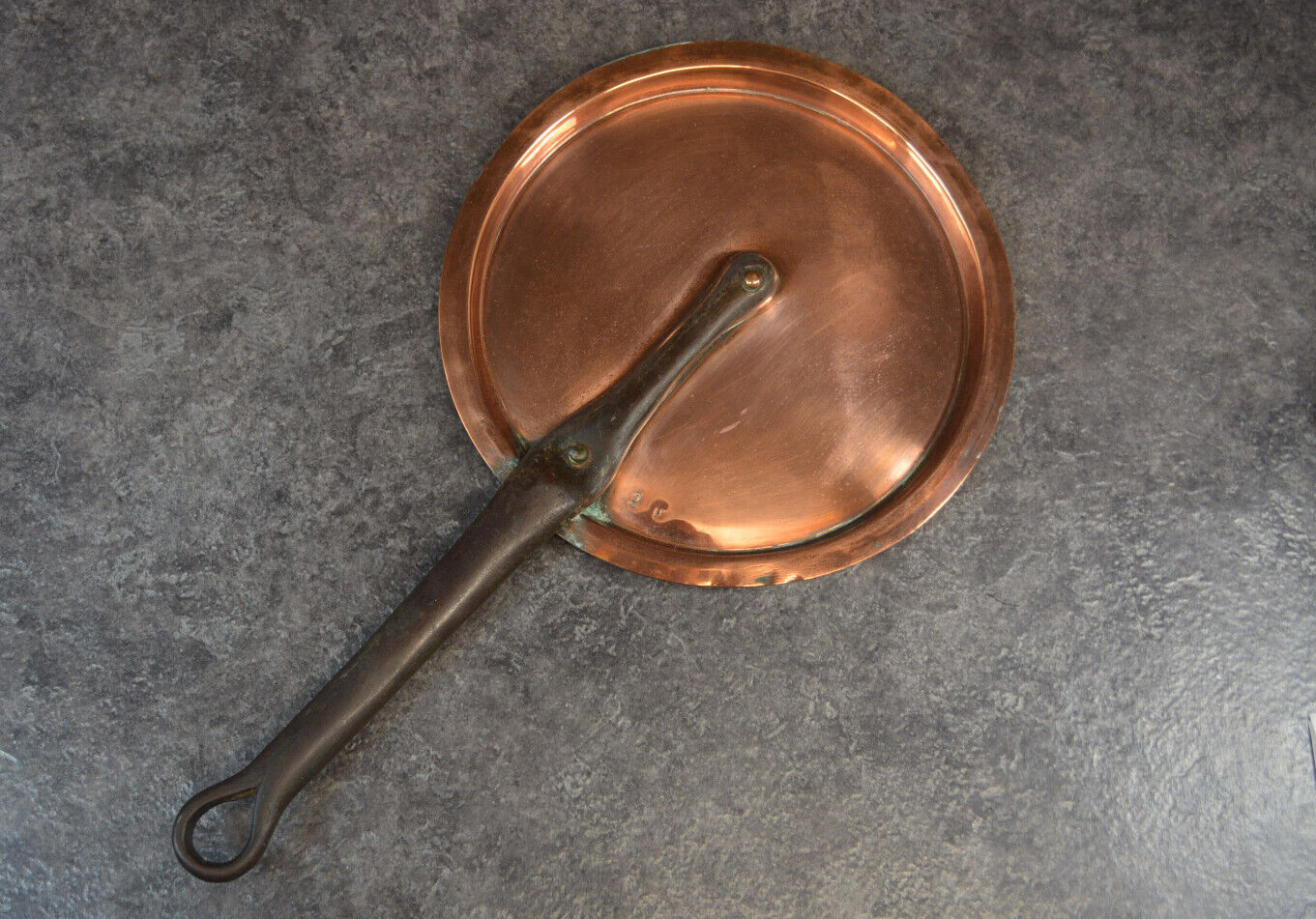 Vintage French Copper Splash Lid Cover Tin Lining For 7.9inch Pot Pan ref AP175
