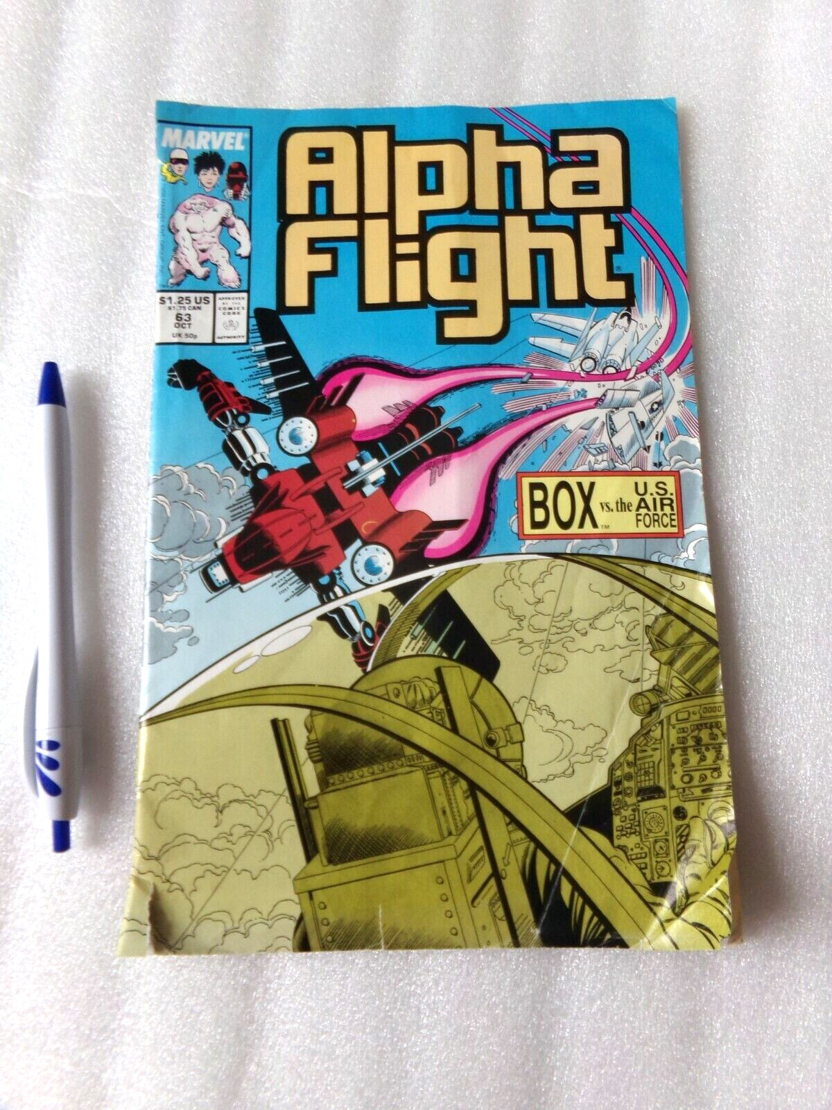 Alpha Flight Comic Book #63 Box vs. The Air Force Vtg 80\'s 1988 Marvel