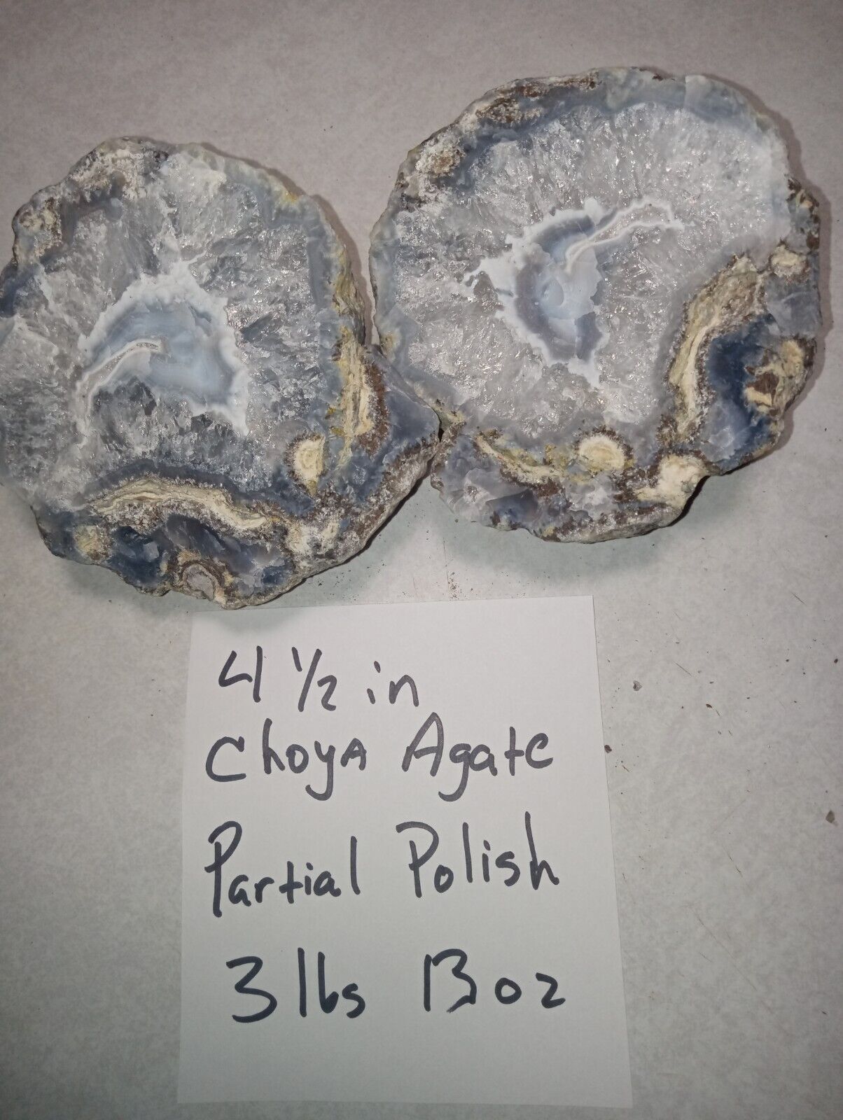 4 1/2 in  Agate 3 lbs. 13 oz Partially Polished 
