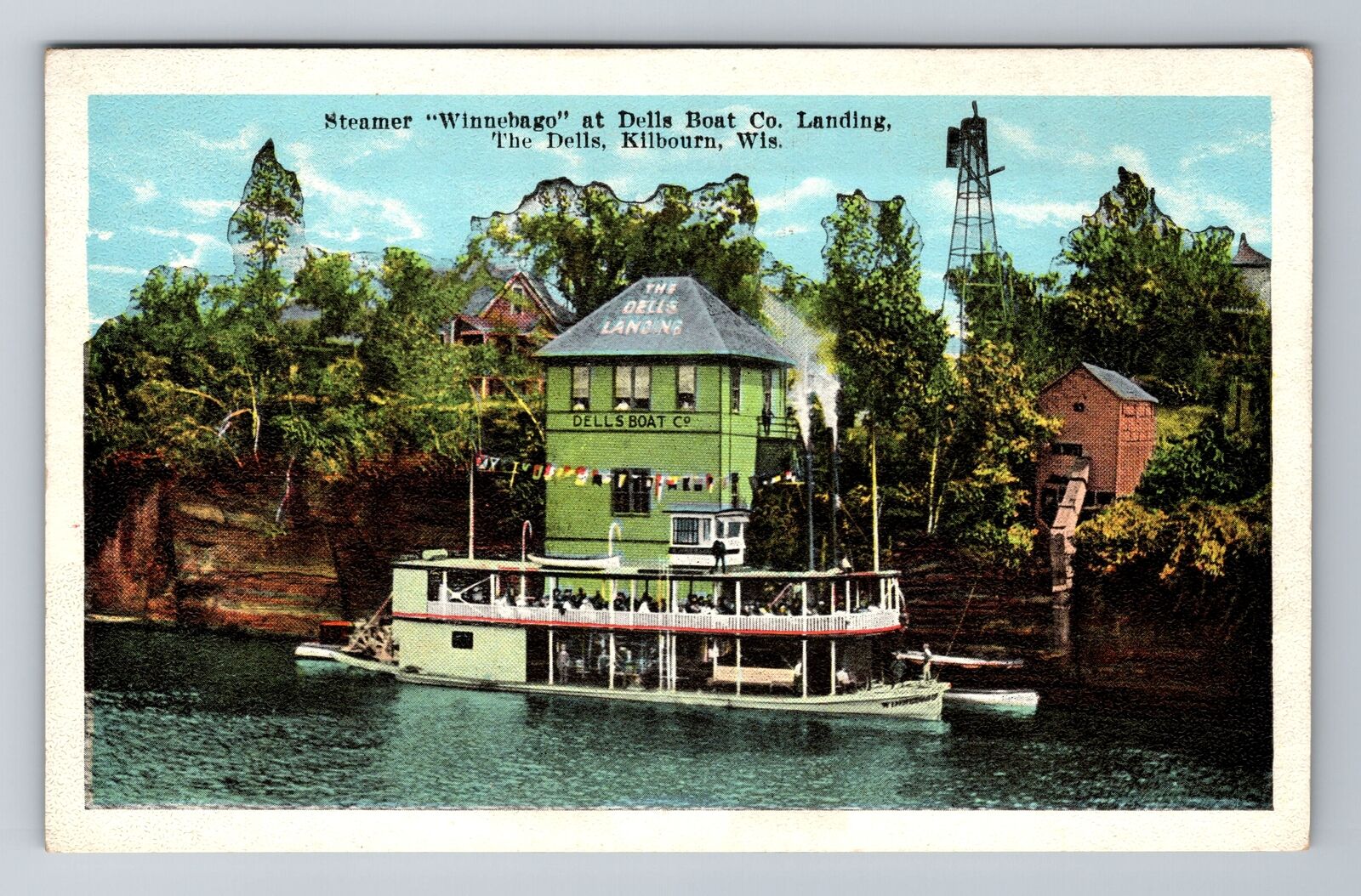 Kilbourn, WI-Wisconsin, Steamer Winnebago Dells Tour Boat, Vintage Postcard