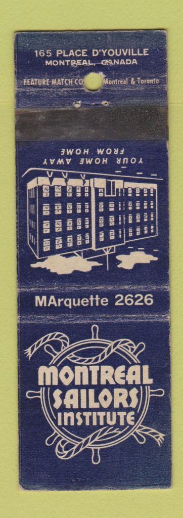 Matchbook Cover - Montreal Sailors Institute QC Canadian Military Canada WEAR