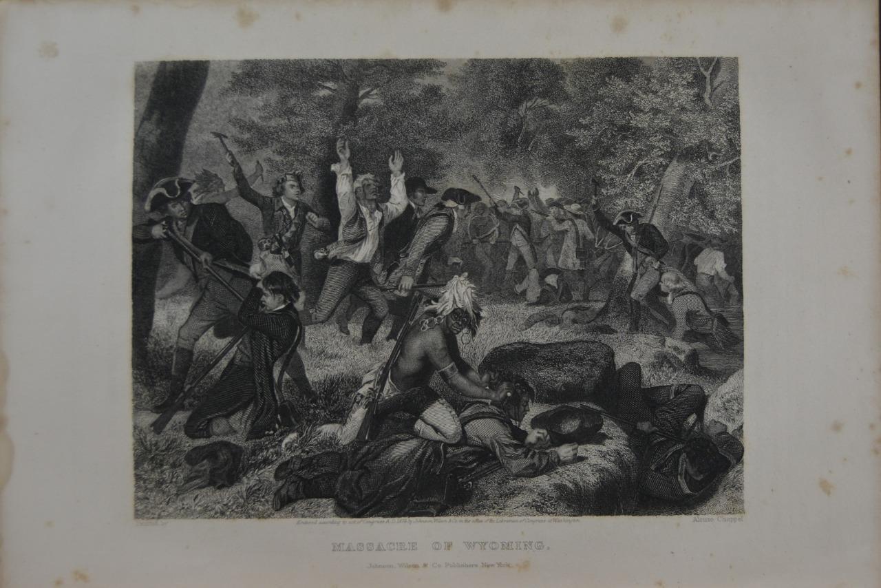 Antique Revolutionary War Massacre of Wyoming Original 1870\'s Engraving Art