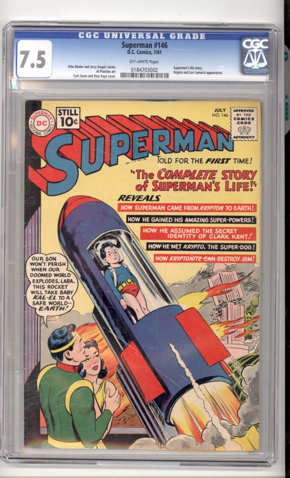 Superman #146 CGC 7.5 Superman\'s Life Story 1961