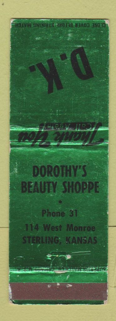 Matchbook Cover - Dorothy\'s Beauty Shoppe Sterling KS WEAR
