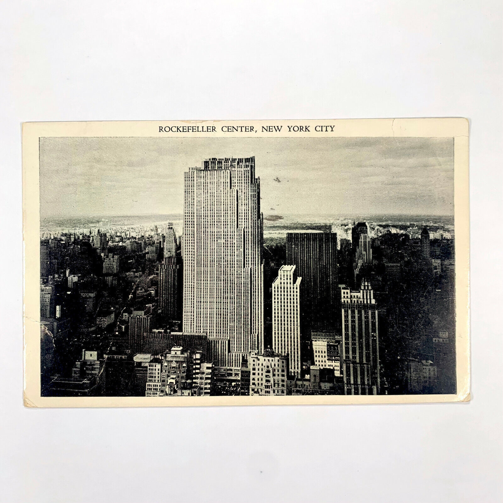 Postcard New York City NY NYC Rockefeller Center 1943 Military Posted BW Chrome