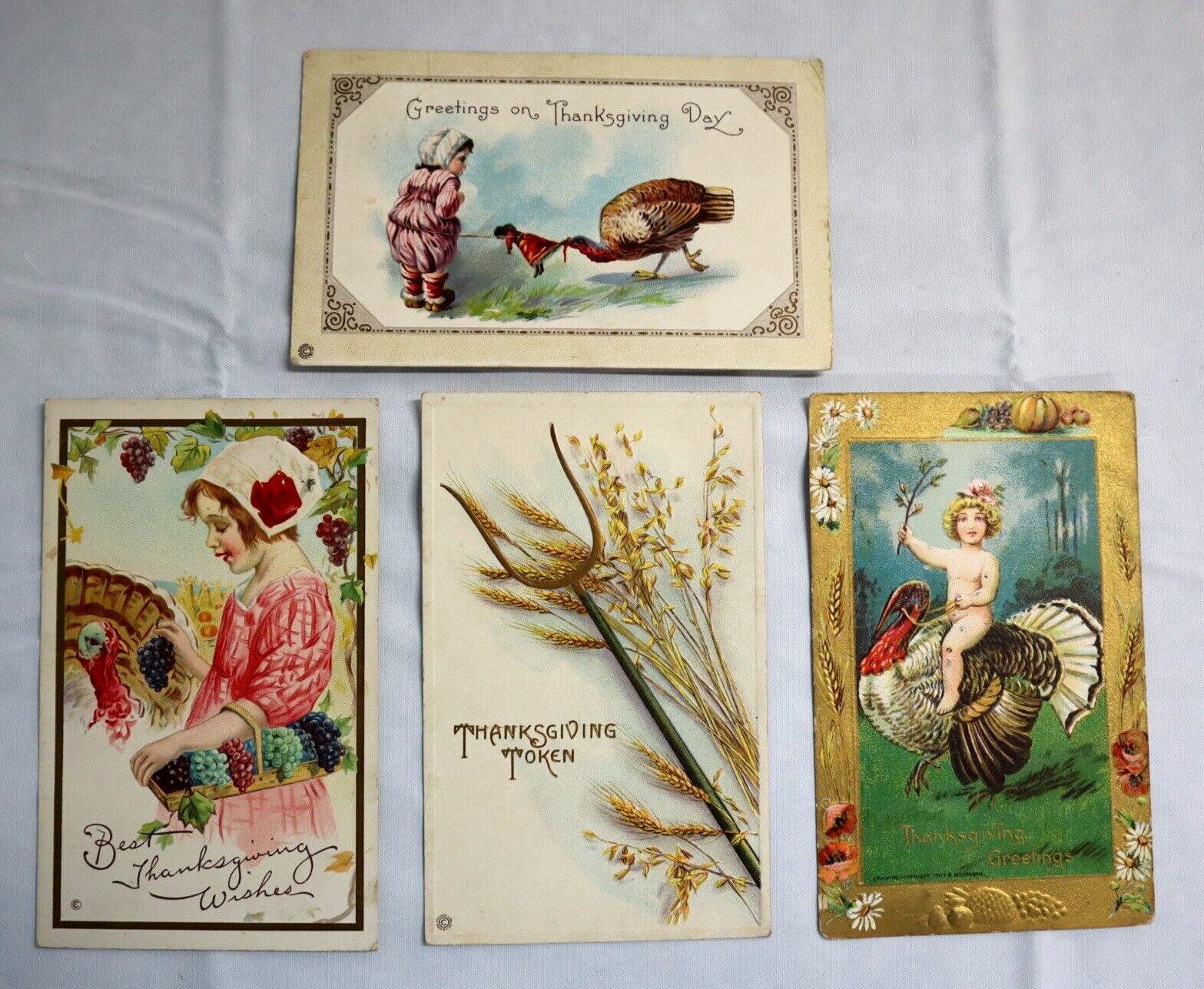 Thanksgiving Postcard Lot of 4 Antique Early 1900s Hofmann Germany USA