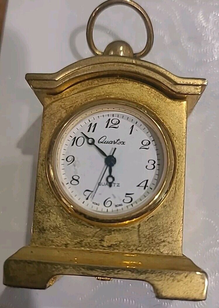 Small quartz clock miniature mini brass time piece 