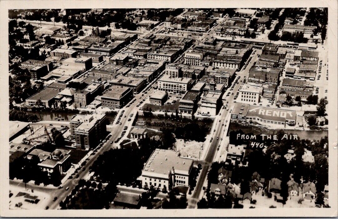 1949, View from the Air, RENO, Nevada Real Photo Postcard