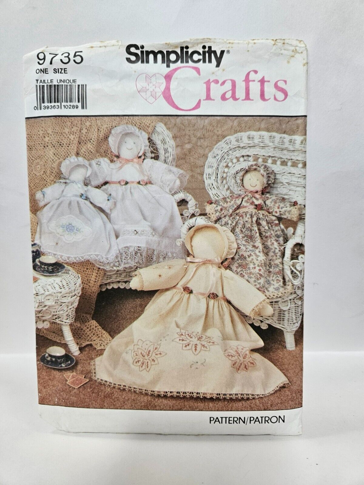 Simplicity Crafts 9735 Heirloom Doll and Clothes Cut Complete 1990