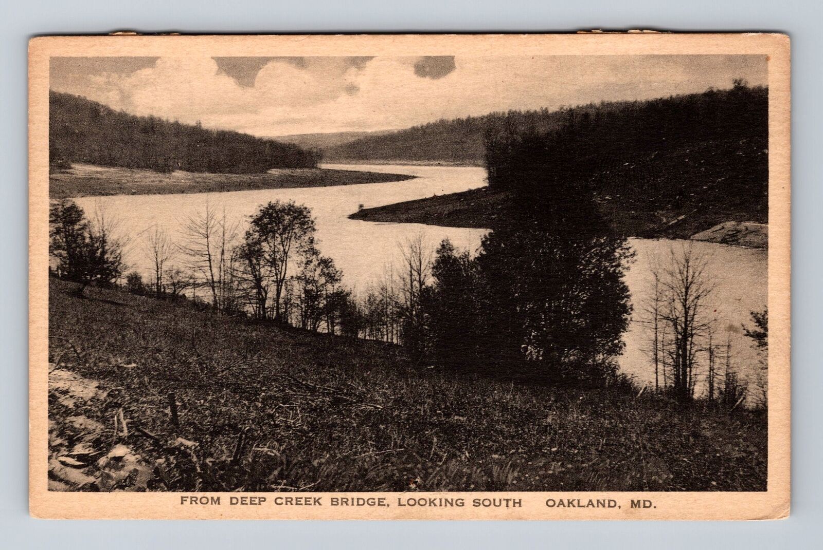 Oakland MD-Maryland, From Deep Creek Bridge, Looking South, Vintage Postcard