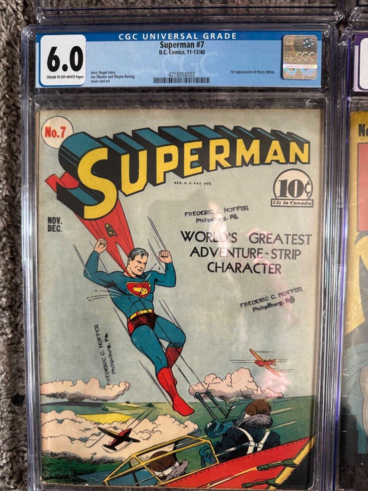 superman 7 cgc 6.0. blue label golden age