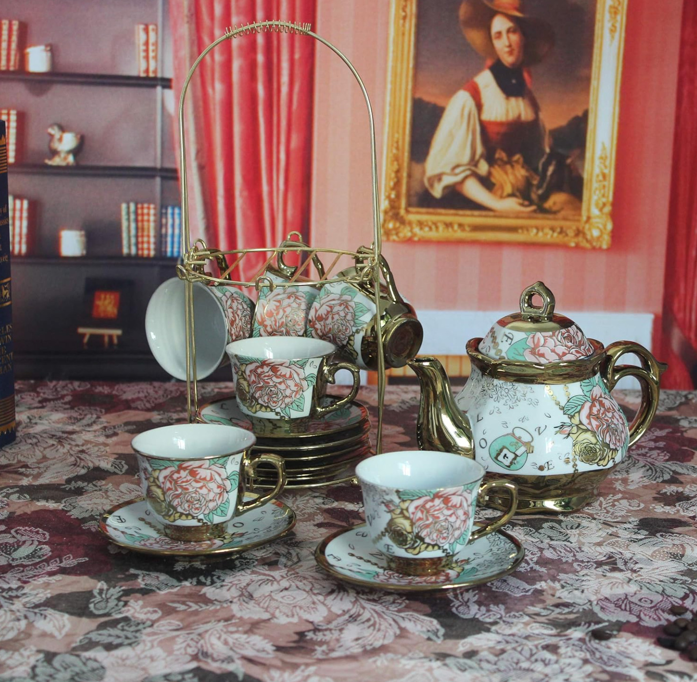 English Porcelain Tea Set Vintage Floral Style China Teapot Wedding Gift for Her