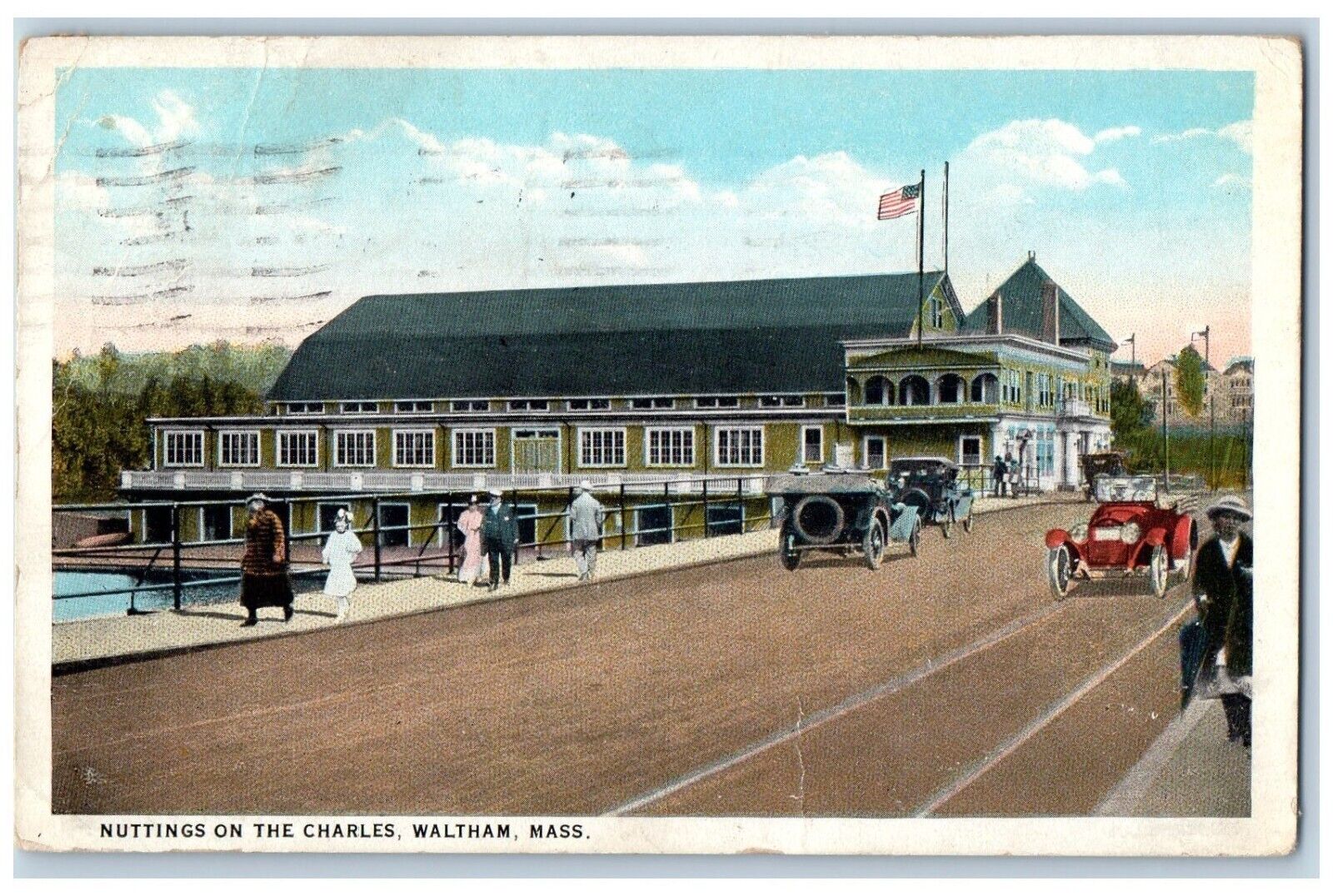 Waltham Massachusetts Postcard Nuttings Charles Exterior c1921 Vintage Antique