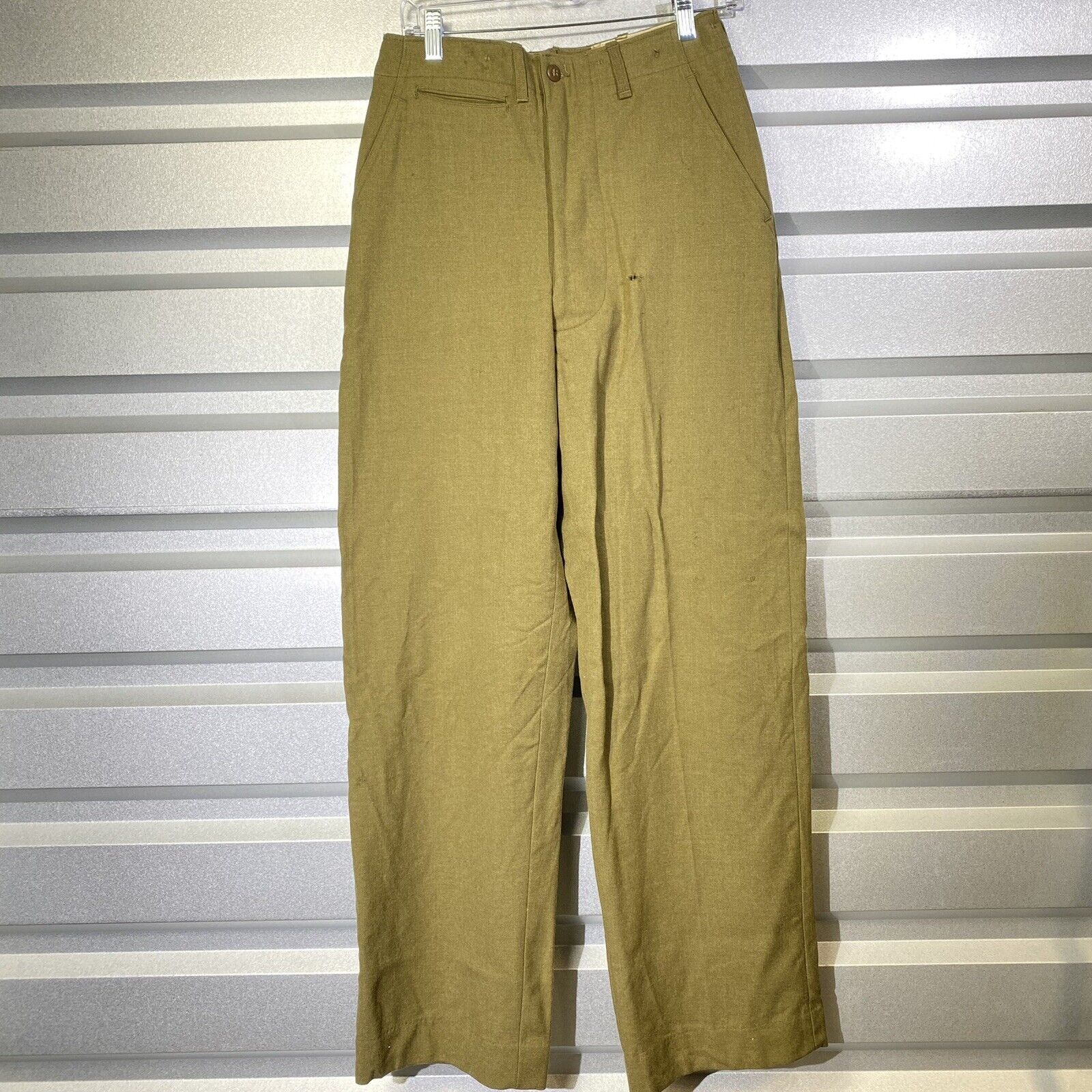 VTG 1940s WW2 US Army Pants Mens 28x32 Military Green Wool Serge Field Trouser