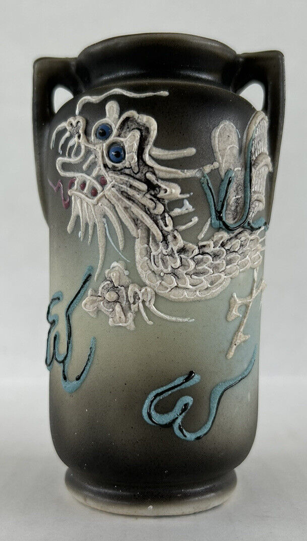 Vintage Moriage Dragonware Vase 4 1/4” Hand Painted Nippon Dragon Pottery Japan