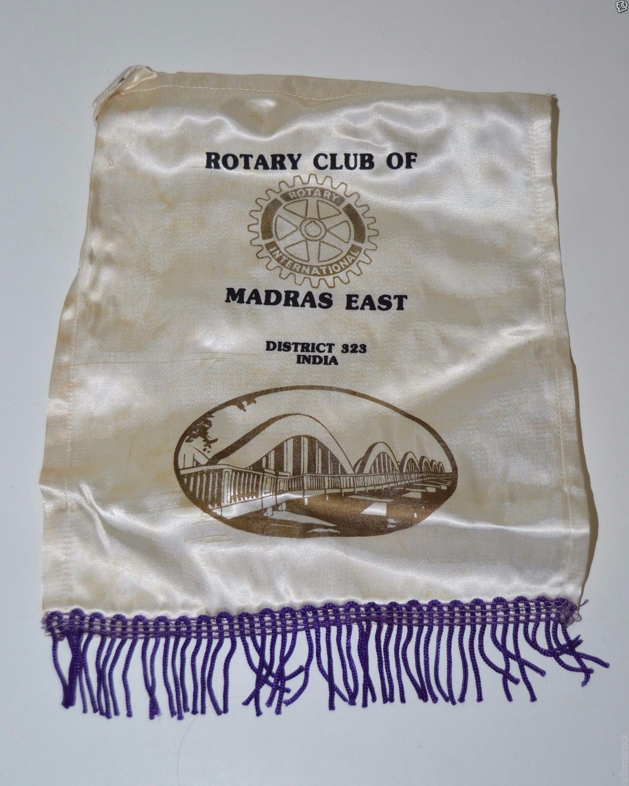 WOW Vintage Madras East India International Rotary Club Wall Hanging Banner Flag