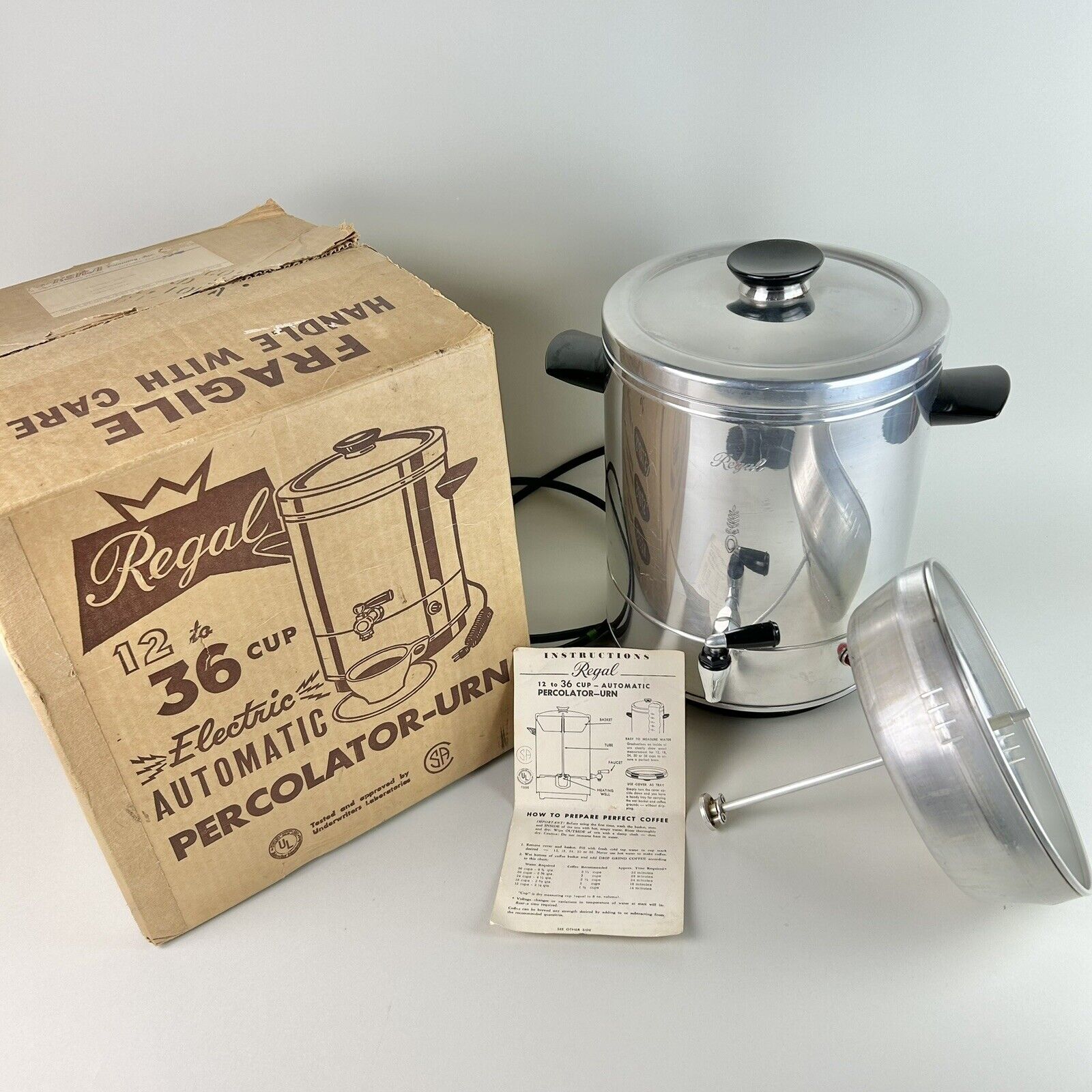 VTG Regal Automatic Percolator 12- 36 Cup Electric Coffee Maker NO. 7006 Tested