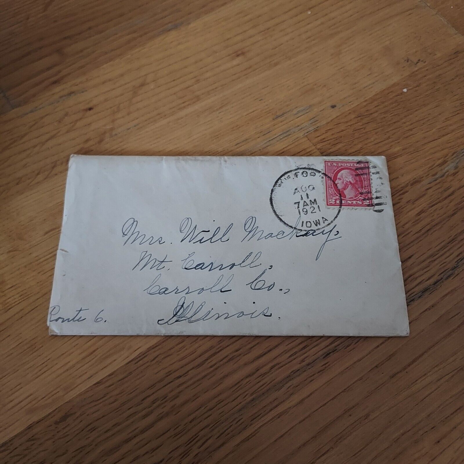 Vintage 1921 Personal Letter & Envelope With 2 Cent Stamp