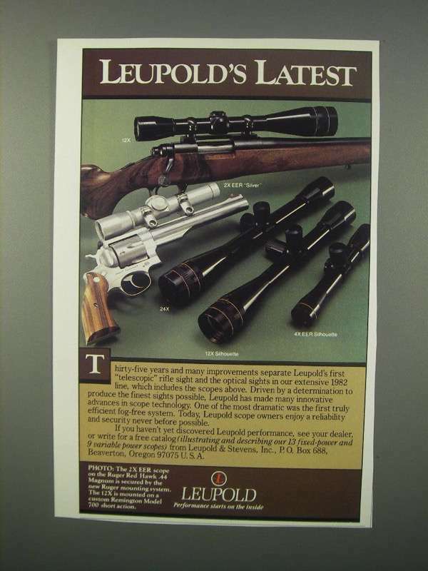 1982 Leupold Scopes Ad - 12x, 2x EER Silver, 24x