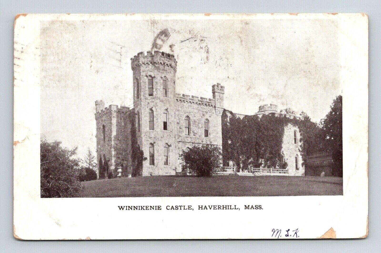 Haverhill Massachusetts Winnikenie Castle Historic UDB Cancel WOB Postcard