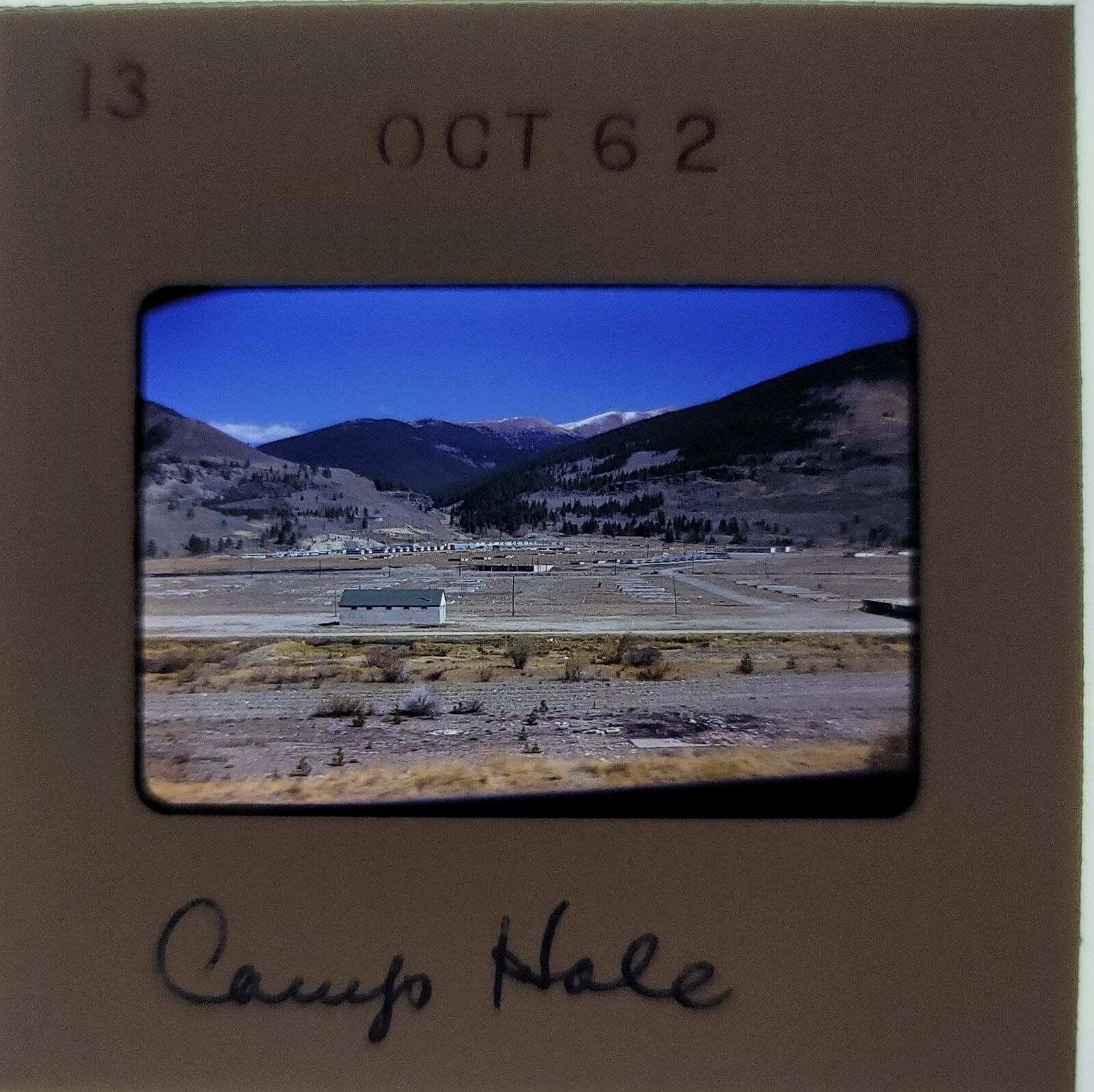 1960s Slide Camp Hale building in mountainous valley
