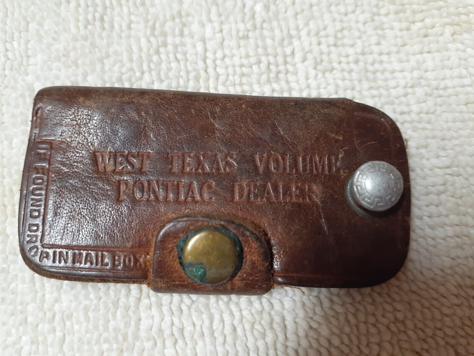 Vintage Leather Pontiac Key Holder Fob Bob Milner Lubbock Tx