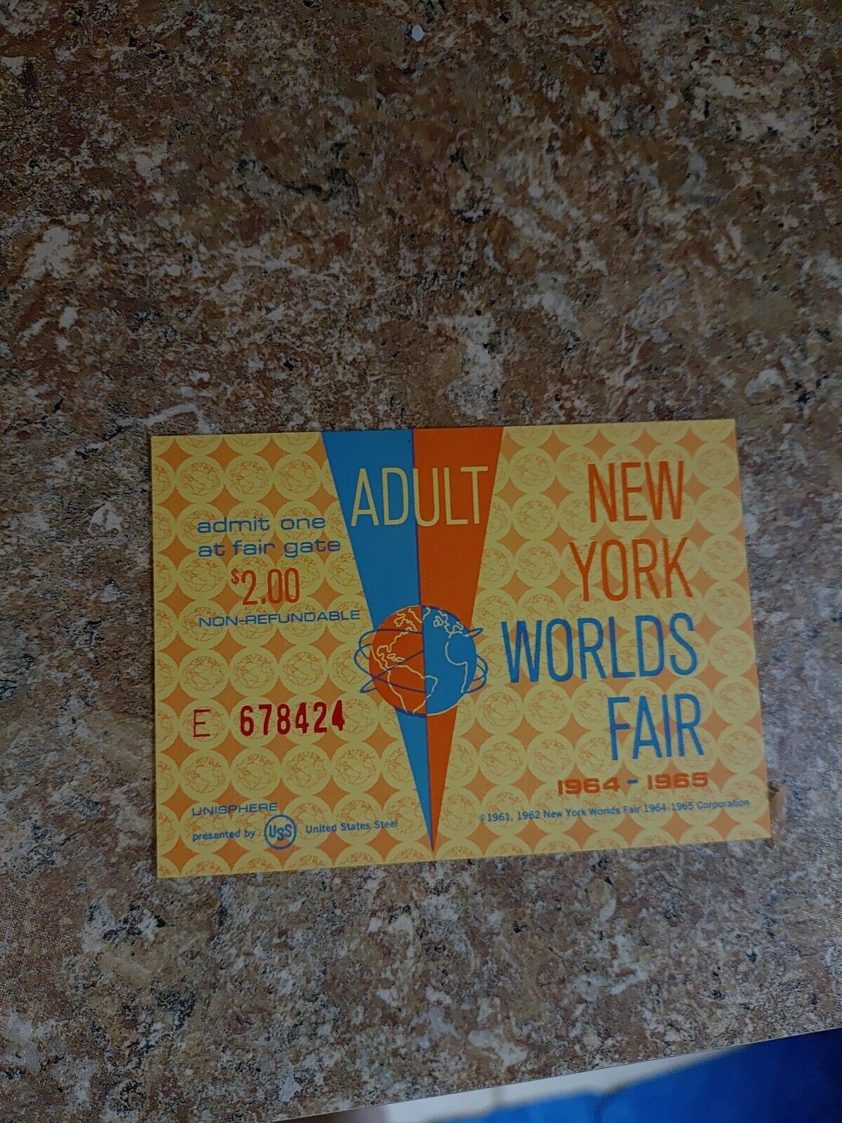  NEW YORK WORLDS FAIR 1964-1965  $2. ADULT TICKETS