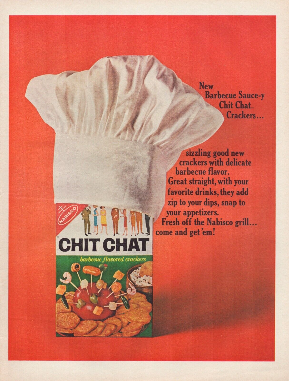 Print Ad Chit Chat BBQ Crackers Nabisco 1964 Full Page Magazine 10.5\
