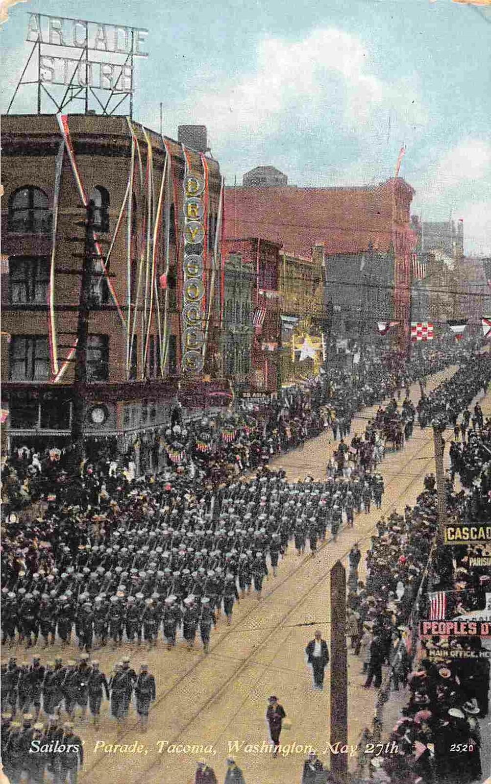 US Navy Sailors Parade May 27th Tacoma Washington 1910c postcard