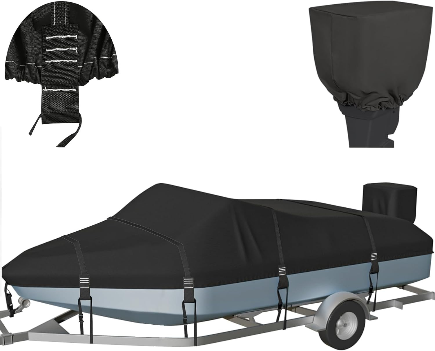 Upgraded 900D Solution-Dyed 100% Waterproof Boat Cover 16-18.5Ft, Heavy Duty Tra