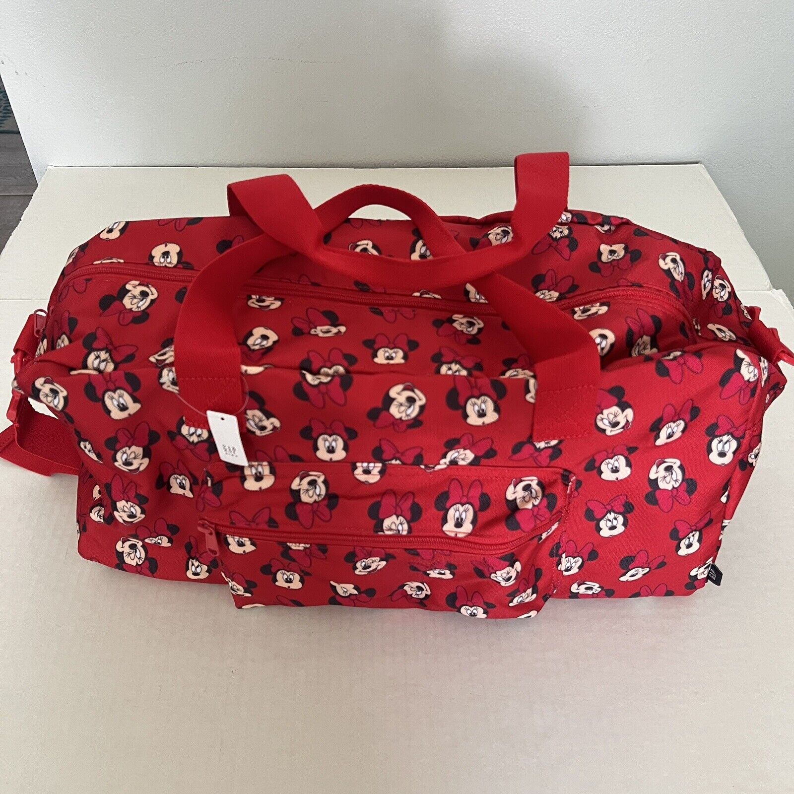 GAP DISNEY Minnie Mouse all over PRINT Red Duffel Weekender Overnight Bag