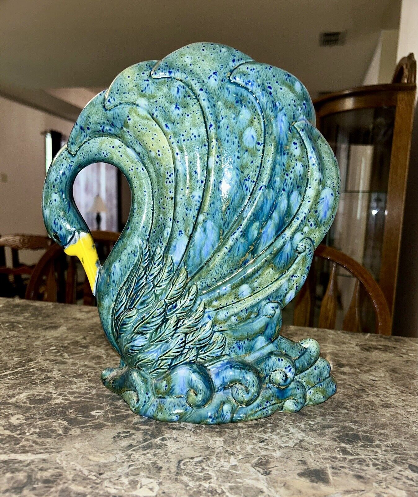 vintage ceramic swan planter 12” Tall