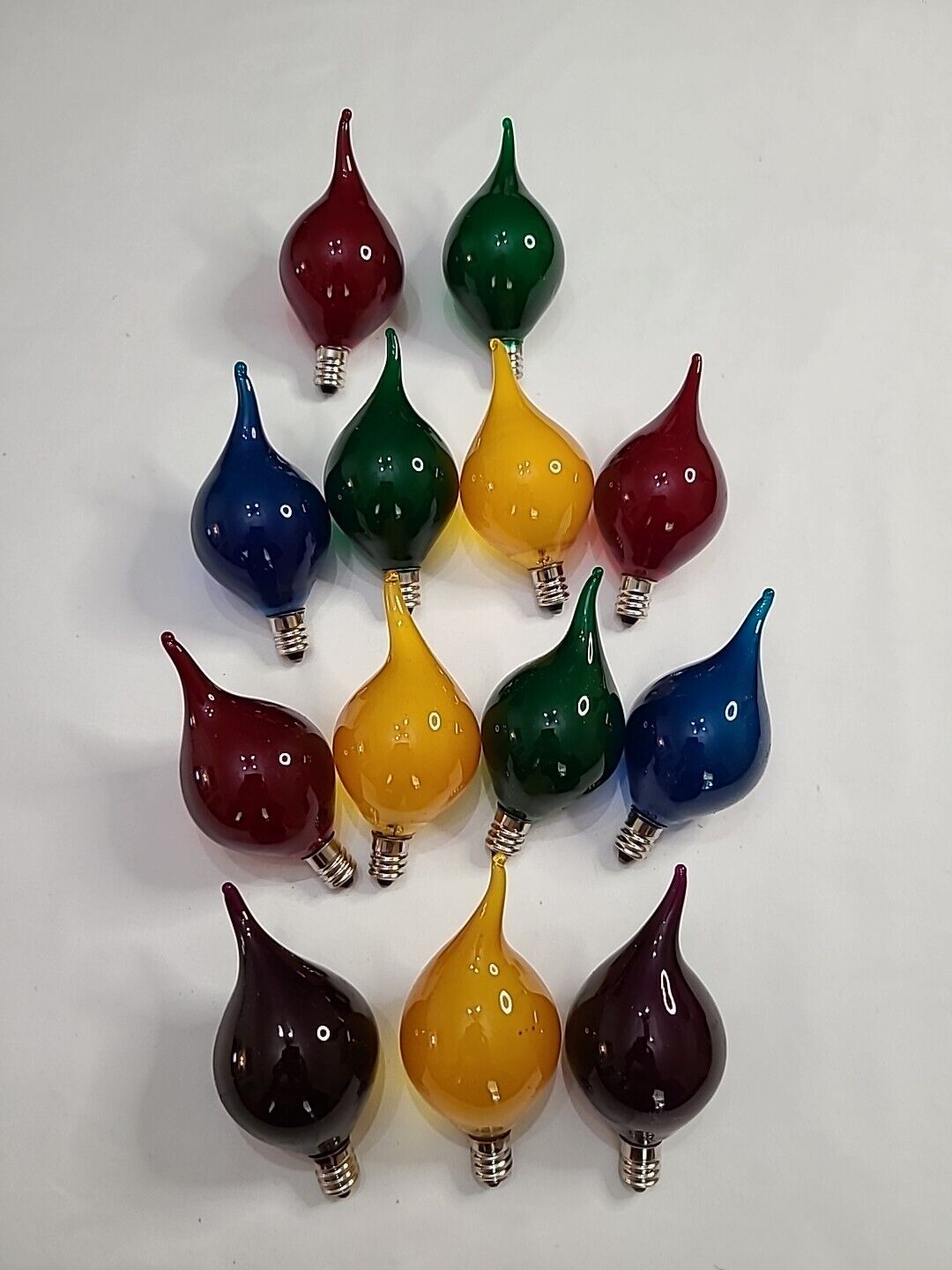 Vintage Flame Christmas Glass Light Bulbs Rare 13 Bakers Dozen Tested And Work