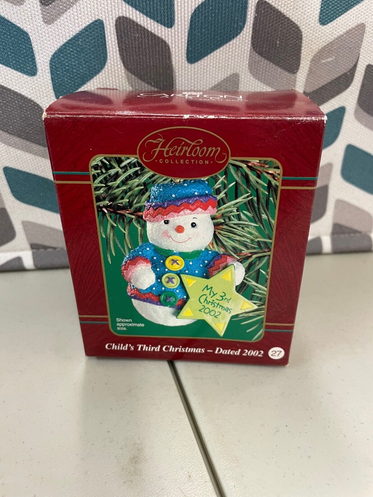 2002 Carlton Cards Child's Third Christmas Ornament Snowman My 3rd Christmas