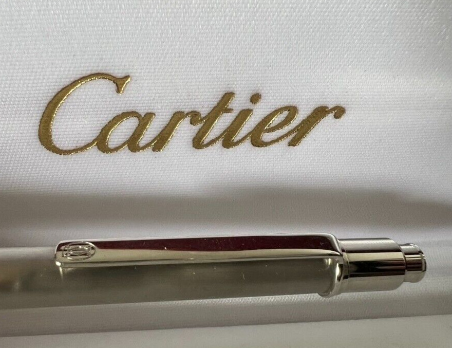Must De Cartier Mechanical Pencil Satin Chrome with Box And Warranty