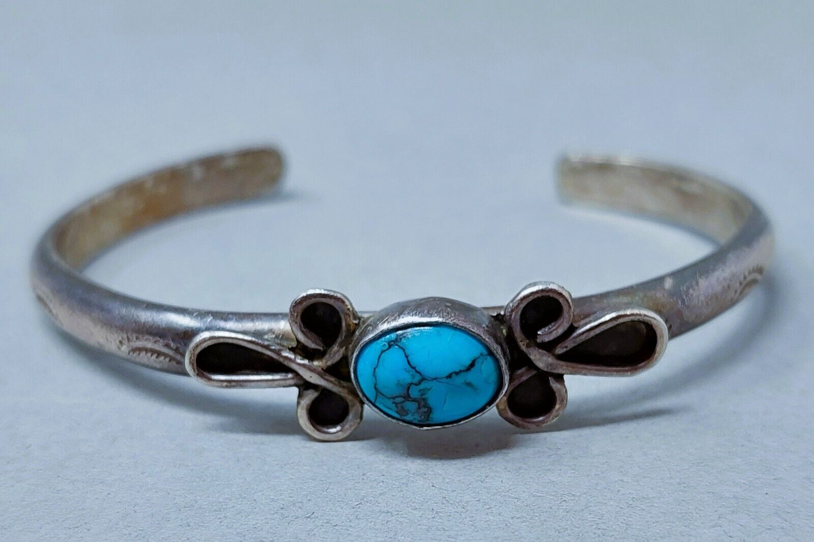 Southwest Floral Turquoise Sterling Silver Cuff Bracelet
