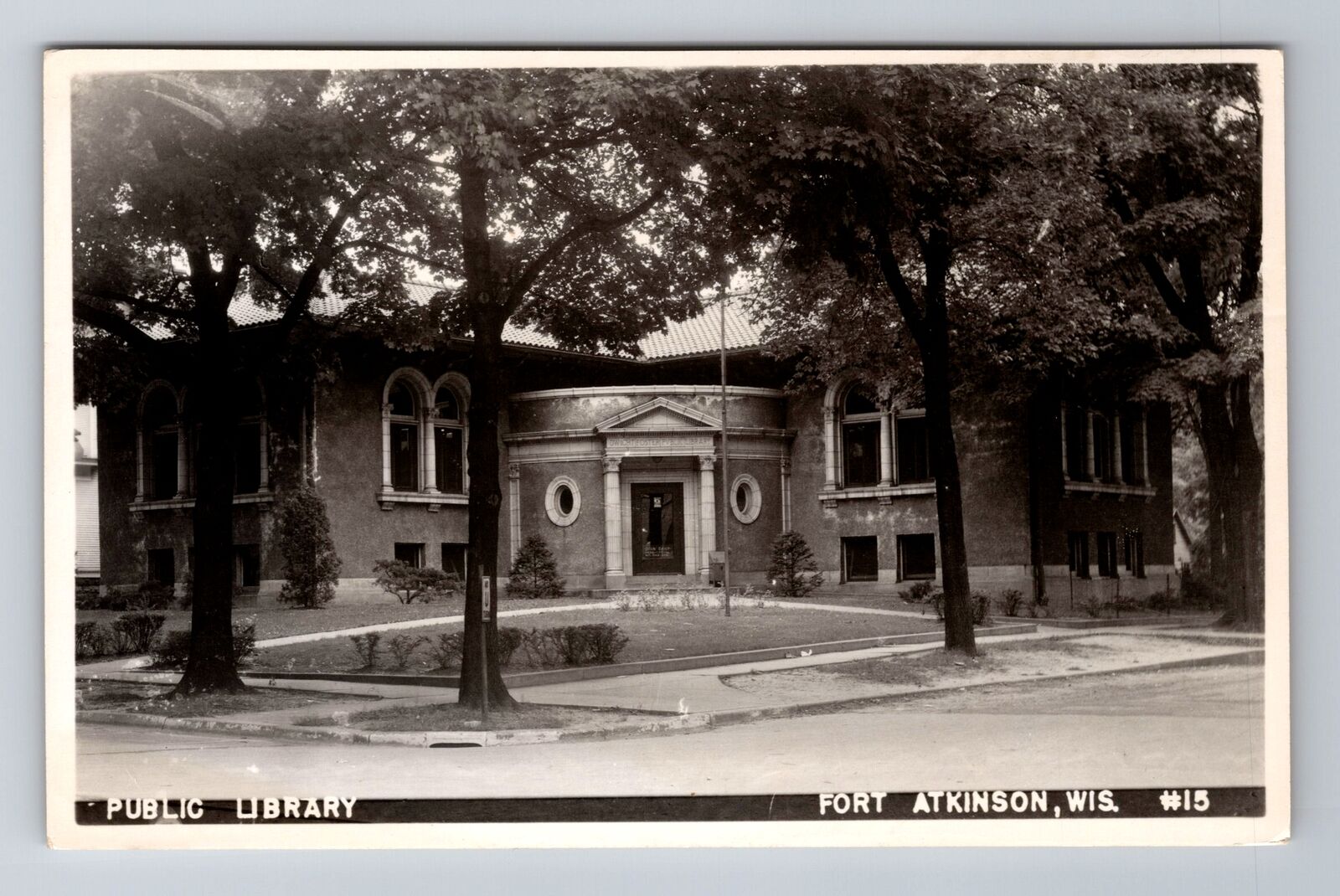 Fort Atkinson WI-Wisconsin RPPC, Public Library, Antique Vintage Postcard