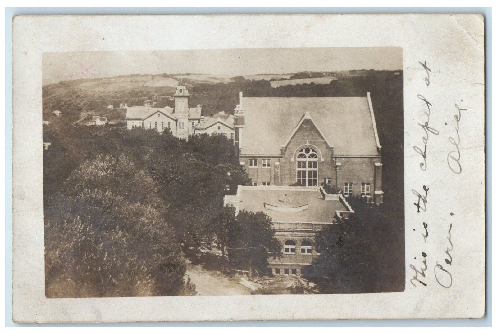 1906 View of Chapel at Peru Nebraska NE Posted Antique RPPC Photo Postcard