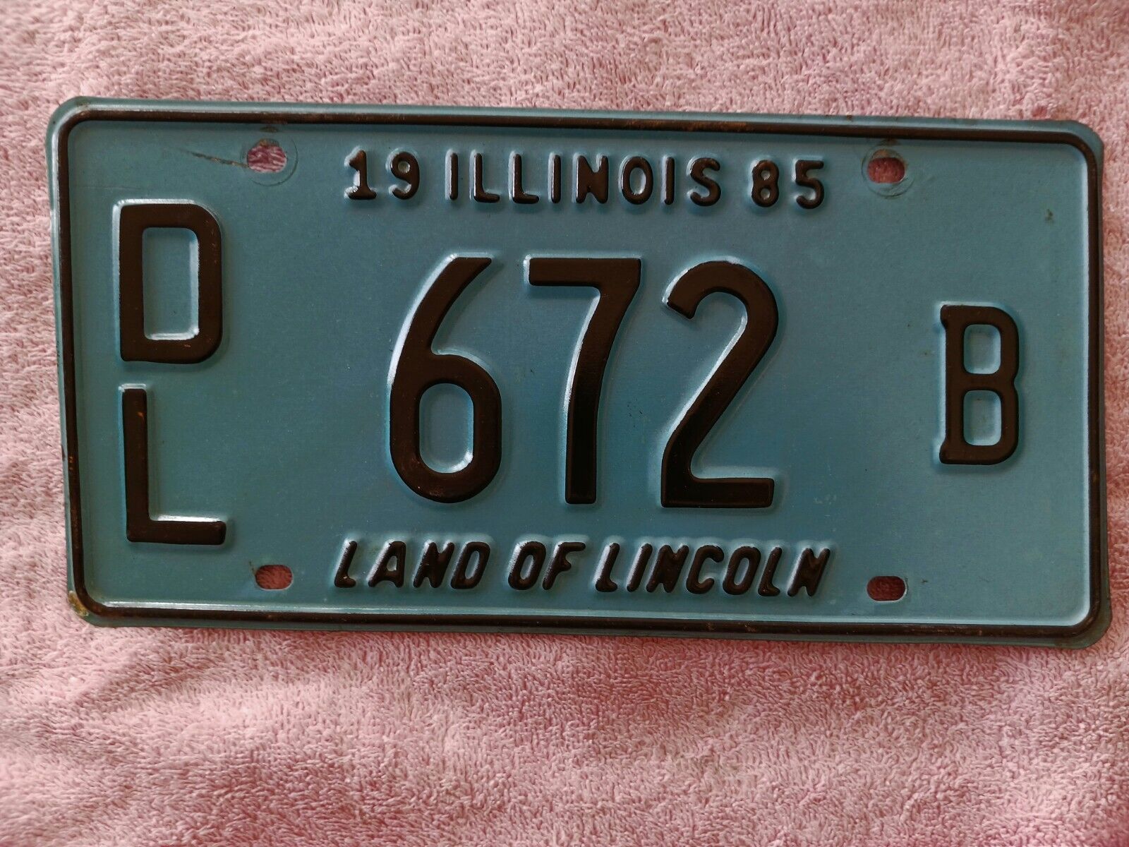 1985 Illinois IL License DL 672 B Land of Lincoln