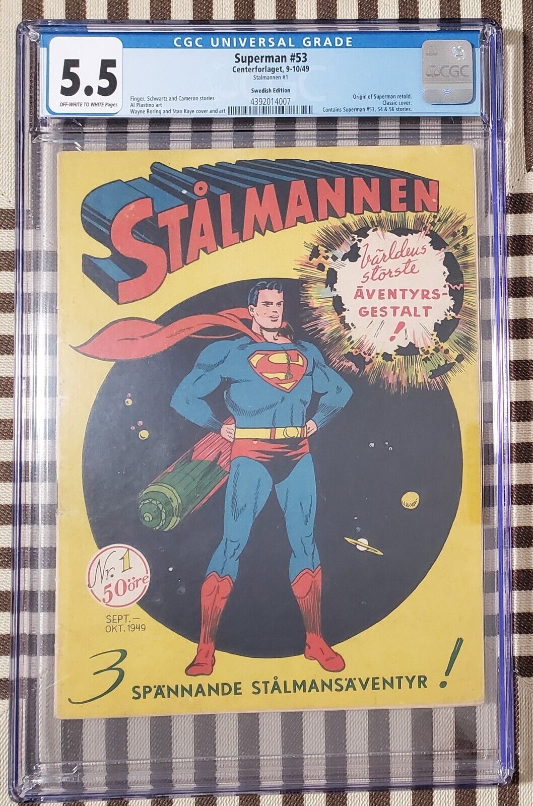 Stalmannen #1 (Superman) 1949 Swedish Edition RARE 1st Superman Comic in Sweden