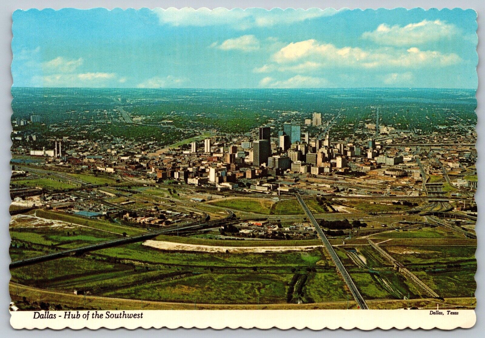 Dallas Hub of Southwest Texas Aerial of Downtown Skyline Vintage Postcard J11