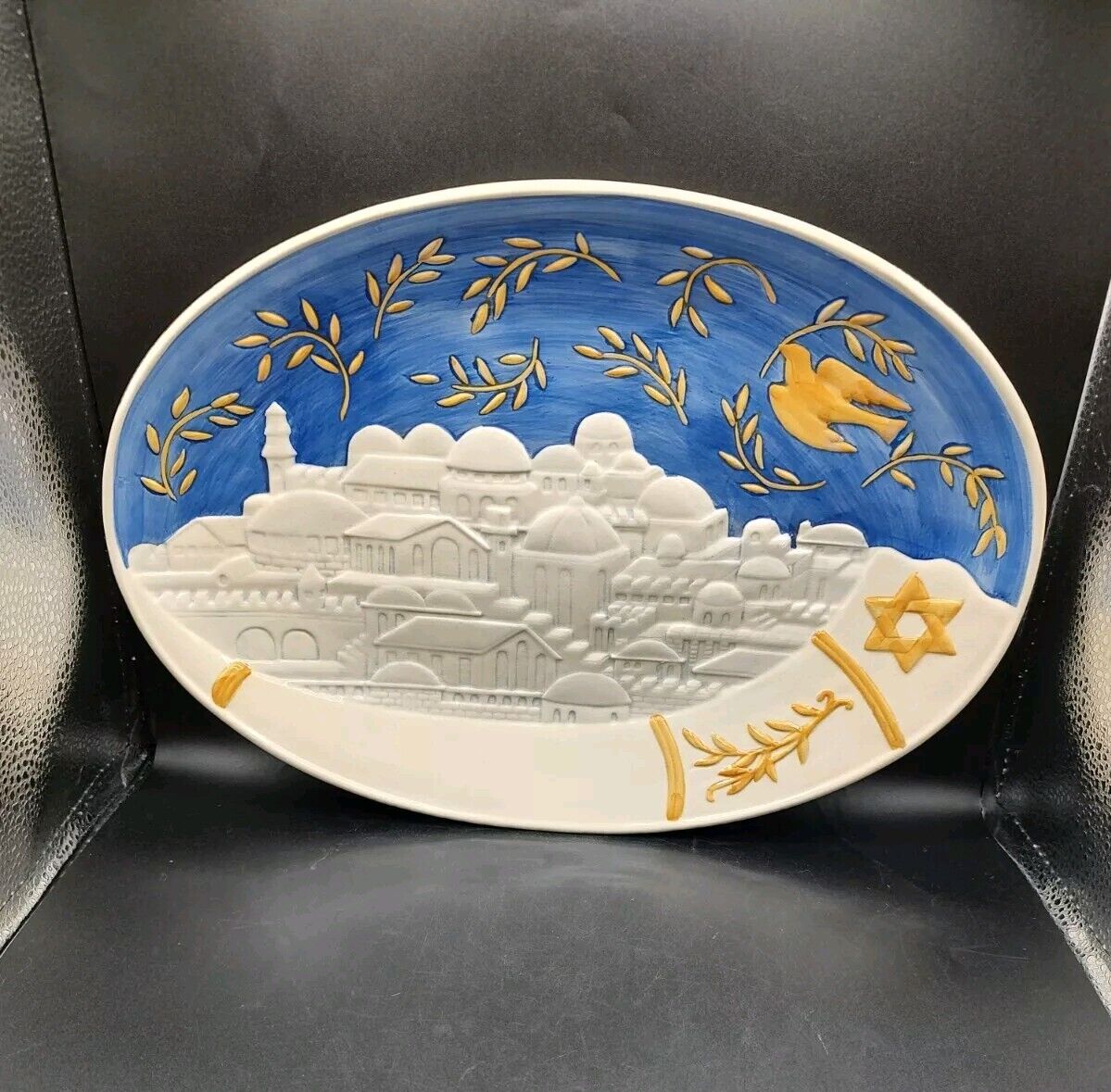 Vtg Hand Painted Ceramic Jerusalem Jewish Platter