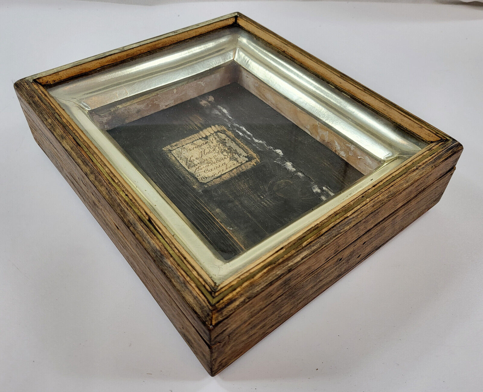 Antique Deep Shadow Box Picture Frame or Dresser Box Handmade c1910 Folk Art