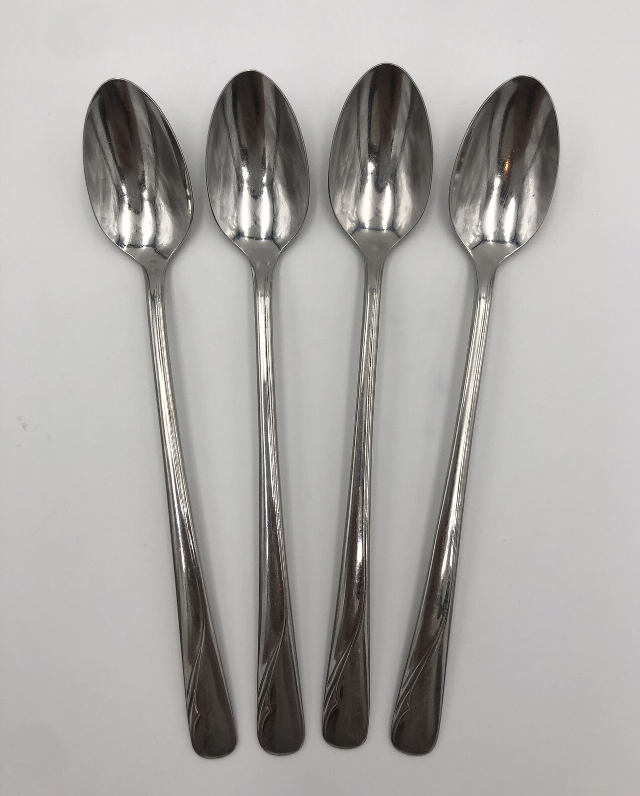 Set of 4 - Oneida Stainless Long Handle Iced Tea Spoons Flatware Oceanic