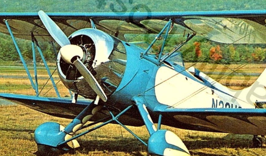 Vintage Wurtsboro, Ny. Postcard Waco UPF-7 Biplane Pre War Training Airplane
