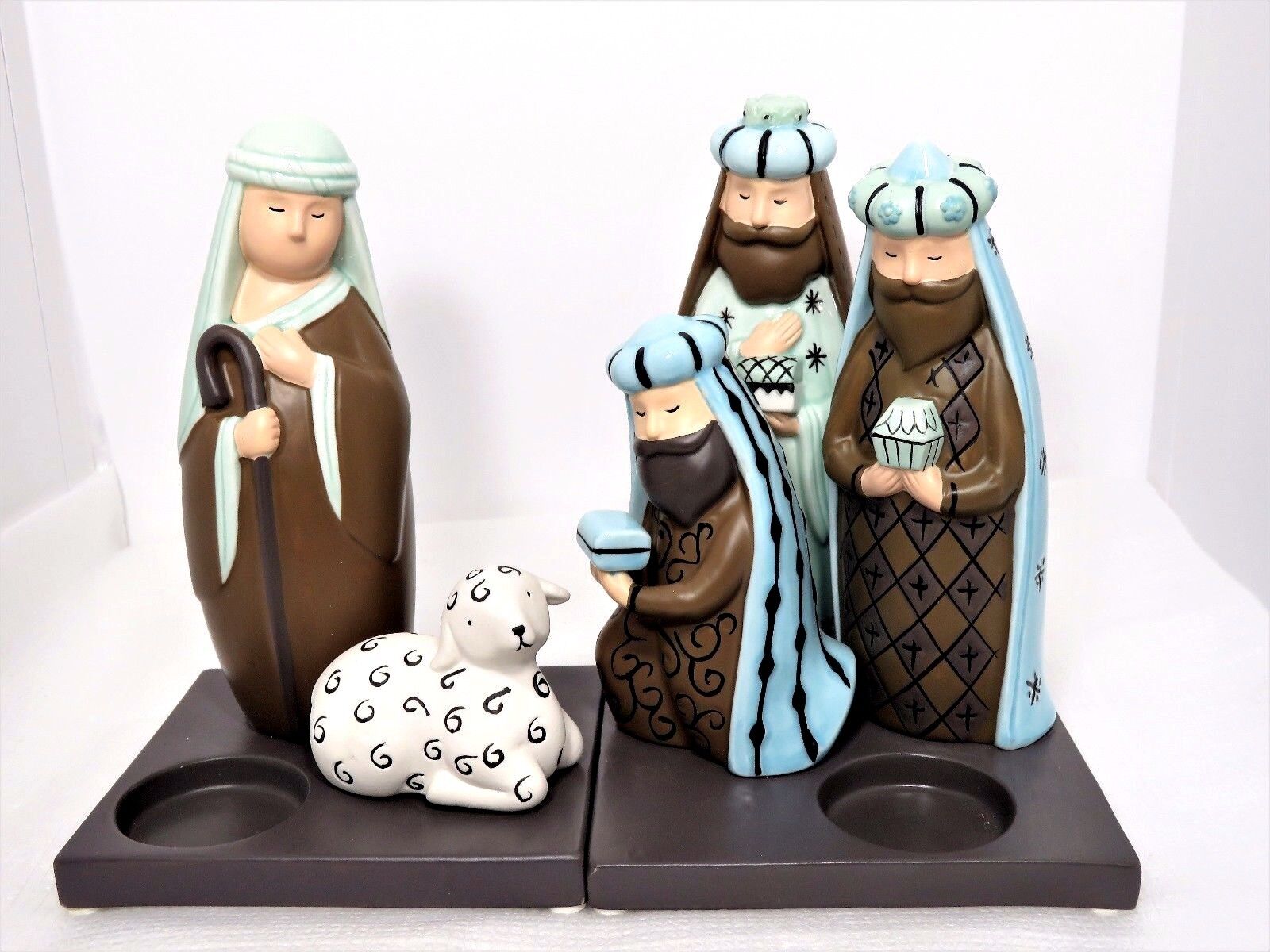 Christmas Partylite Nativity SHEPHERD & THREE KINGS TEALIGHT CANDLE HOLDER