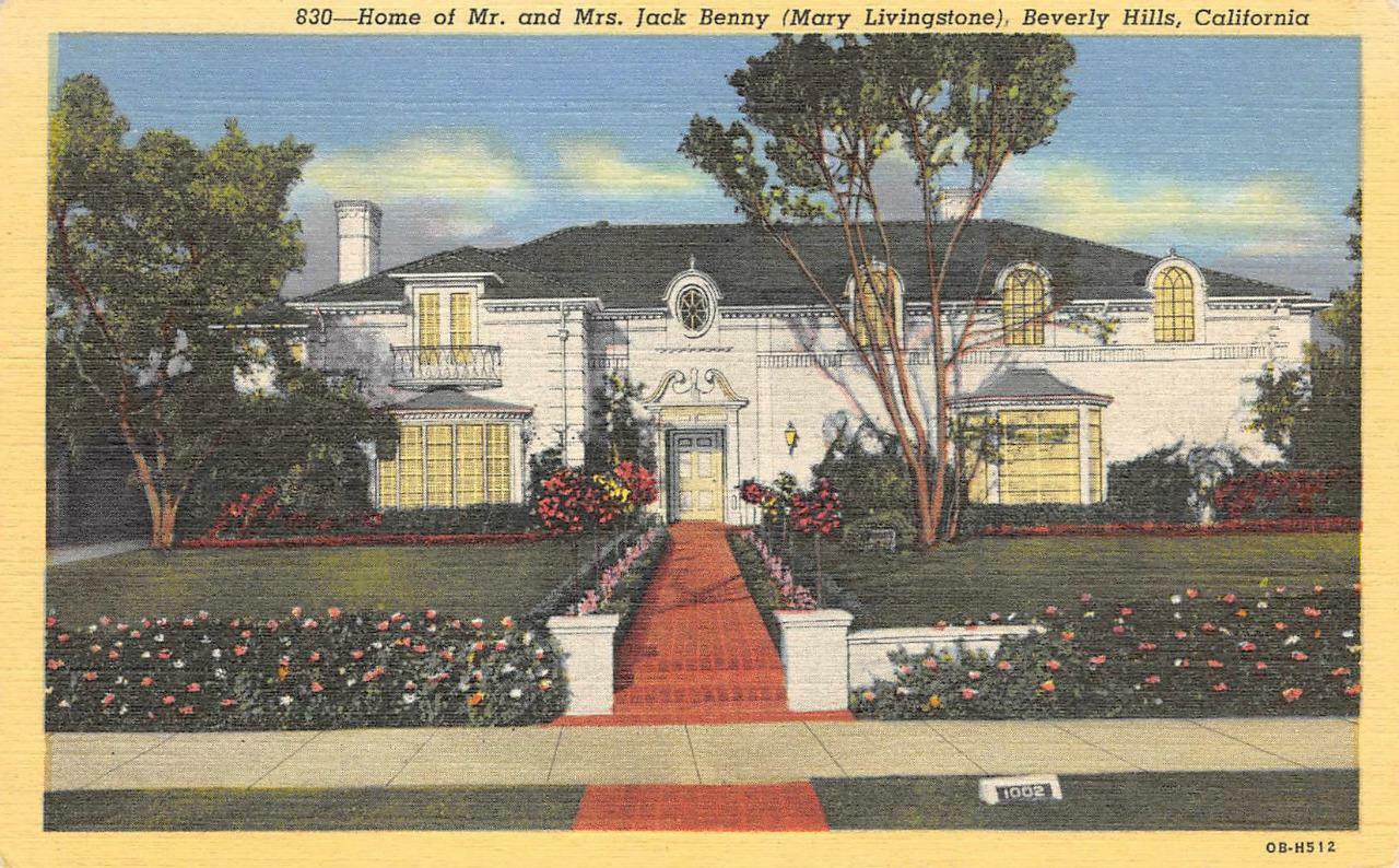 Mr. & Mrs. Jack Benny Home, Beverly Hills, CA Comedian c1940s Vintage Postcard
