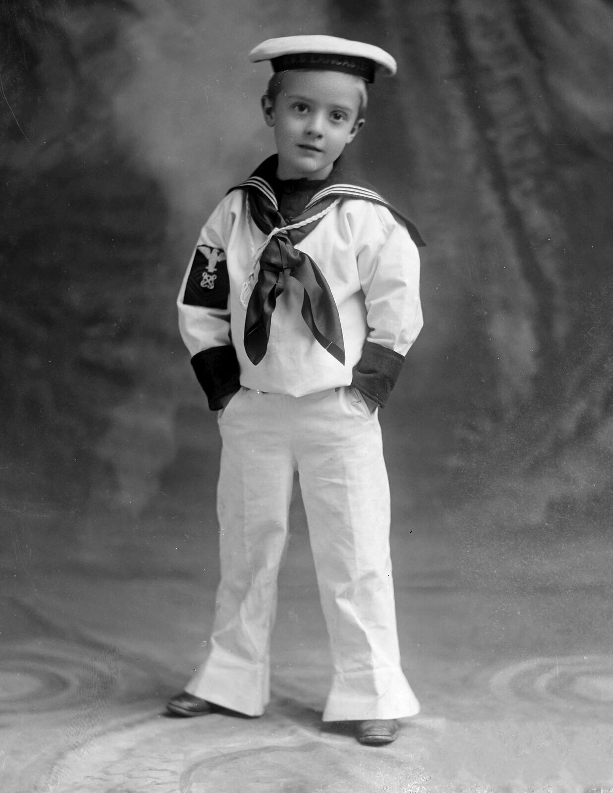 1901 Young Boy in a Sailor Outfit Vintage Old Photo 8.5\