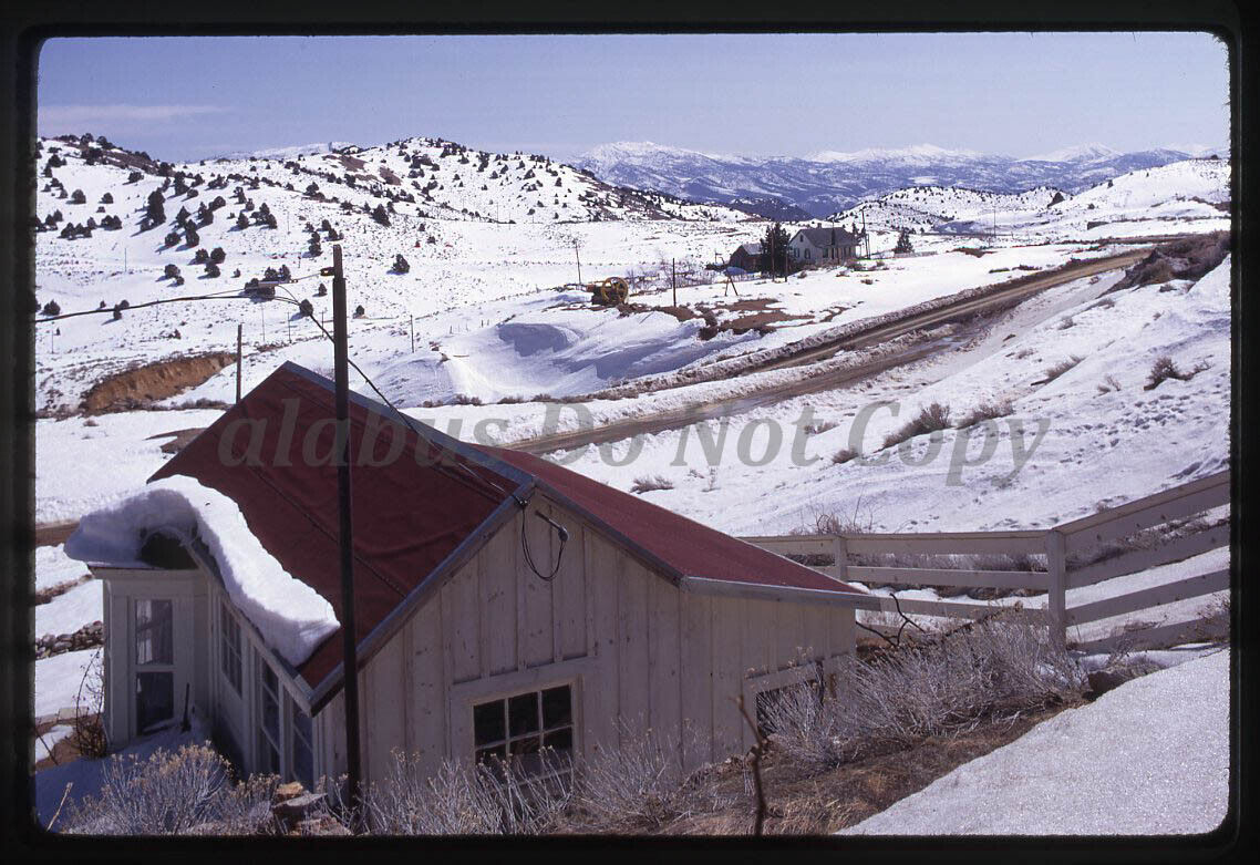 Orig 1969 35mm SLIDE Snowy View Overlooking Houses in Virginia City NV